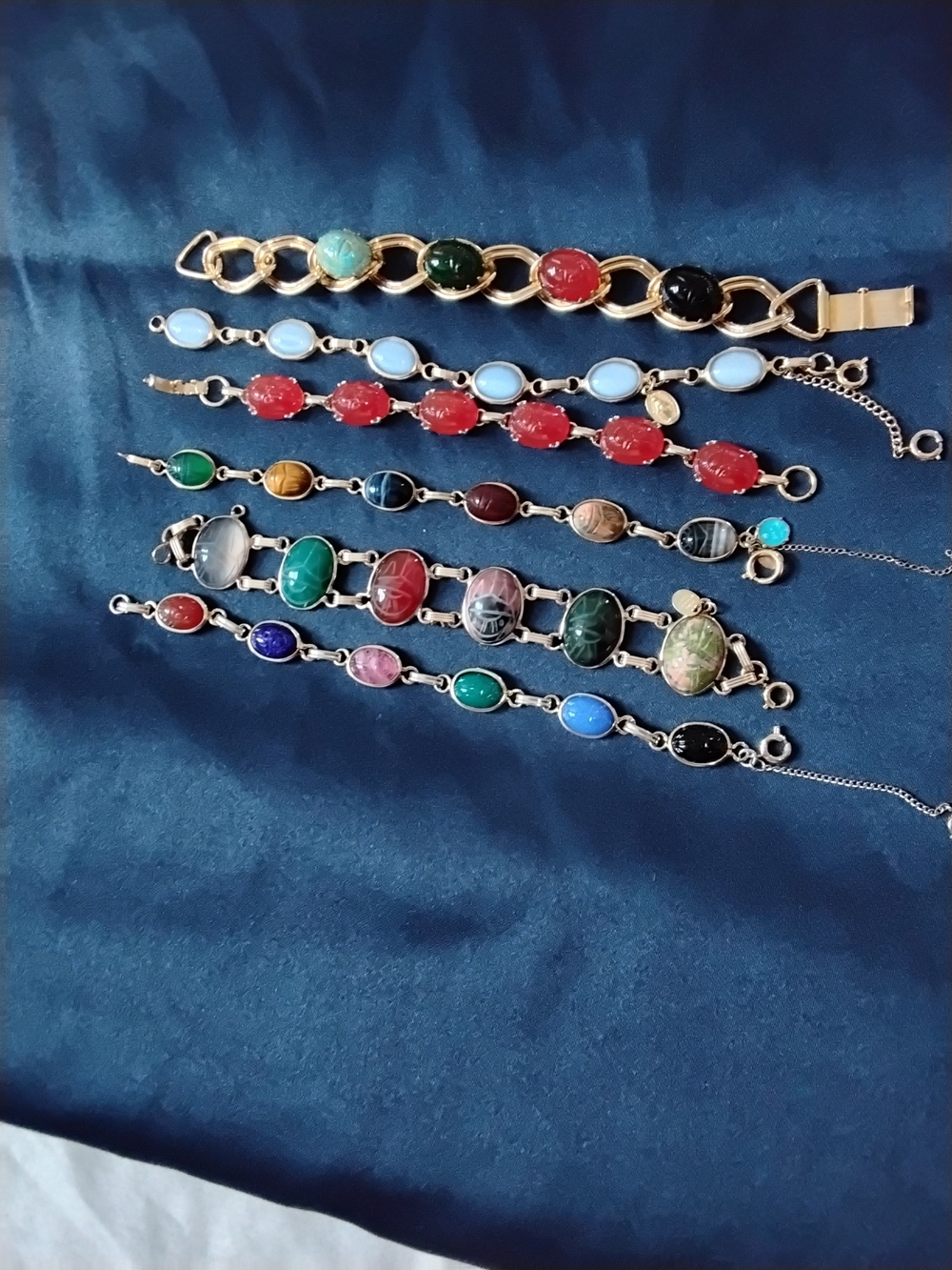 Multi-Color Gemstone Link Bracelet Set - Women Jewelry